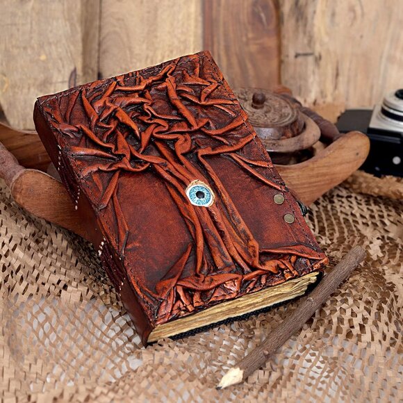 Hocus Pocus Book of Tree Spells Evil Eye Prop Gifts Leather Journal Writing Book - Picture 3 of 6